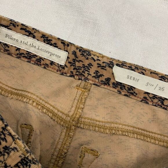 Pilcro the Letterpress Anthropologie 26 Serif corduroy skinny pants tan mid rise - Picture 5 of 10